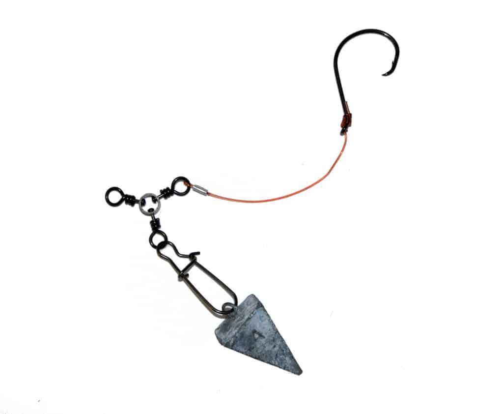 For big drum with live or chunk bait, go with a Lupton rig. Here's how to  tie one.