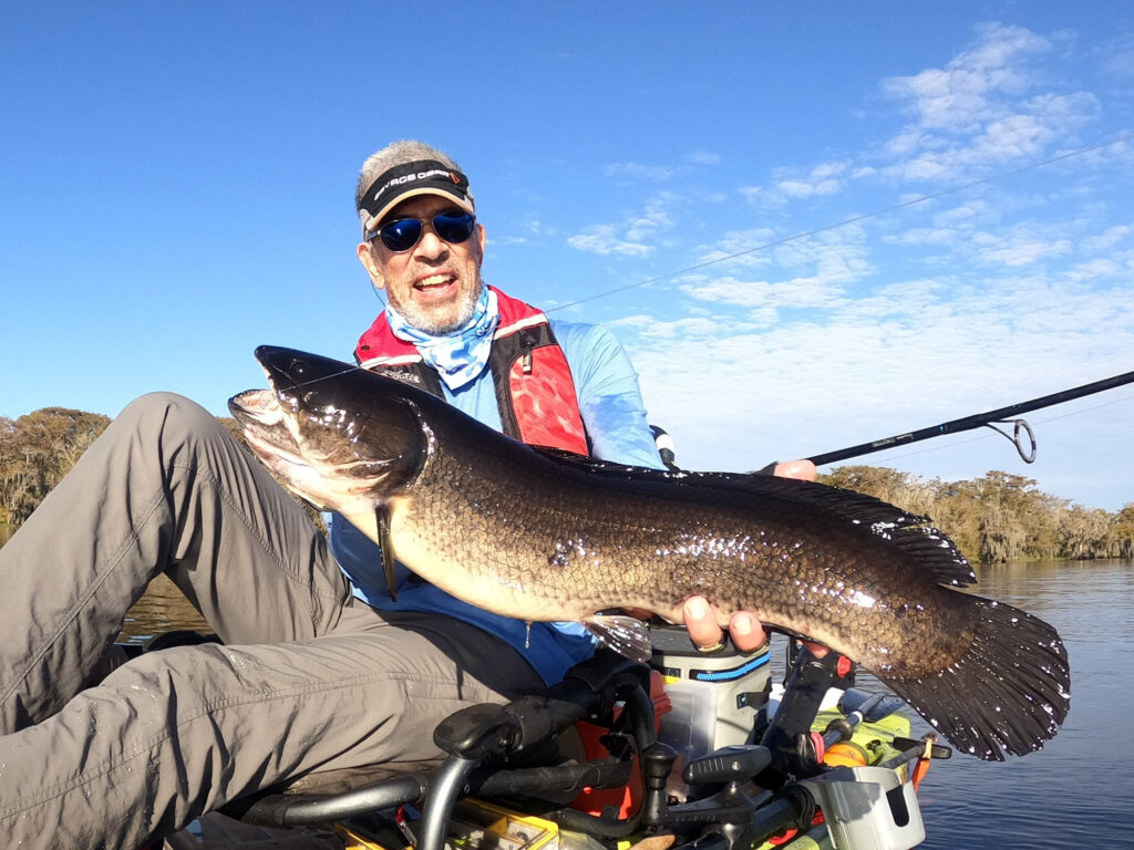 Bowfin caught on a kayak