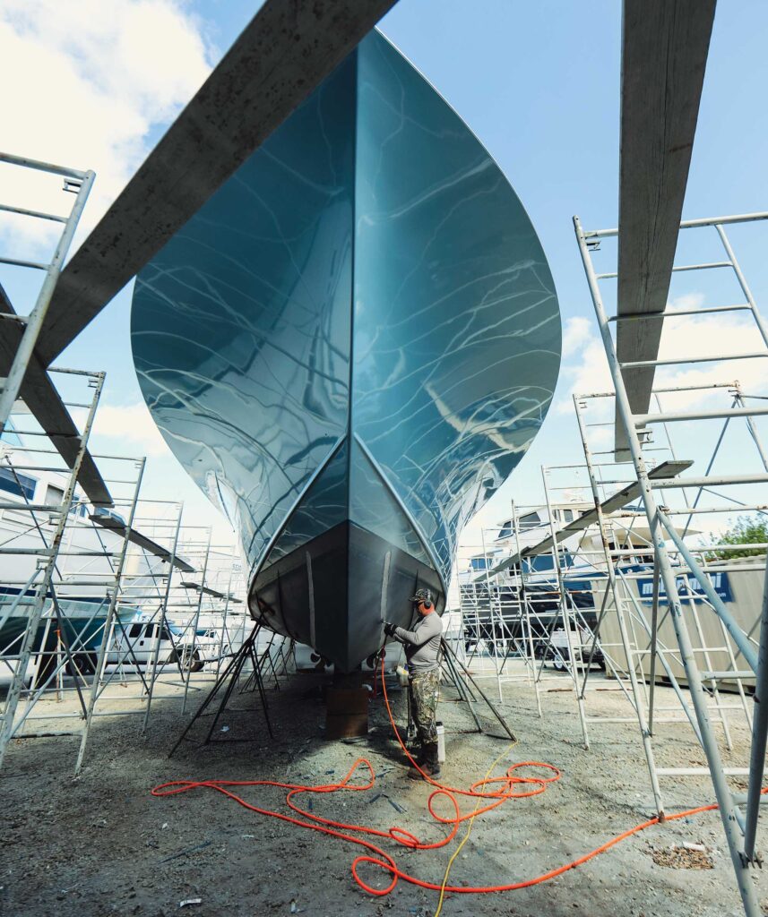 New boat in a boatyard