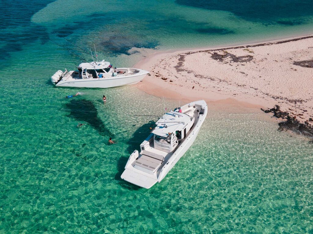 Sterndrive- and outboard-powered Solace boats in the Bahamas