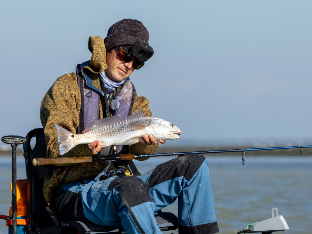 Kayak angler with a red drum from Florida Bay.