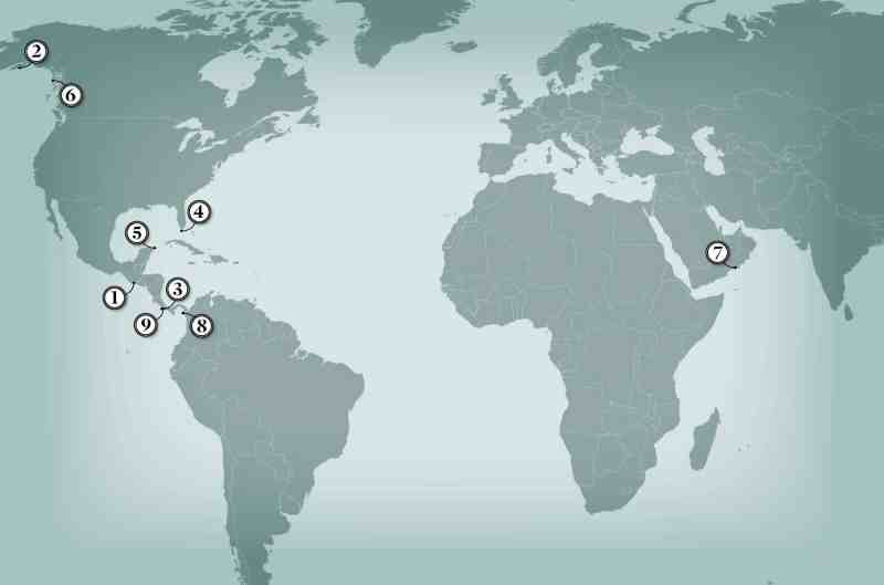 Map of fishing destinations