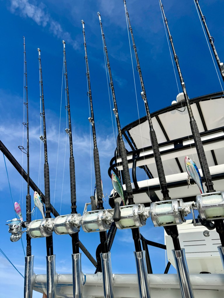 Rods, reels and lures for yellowfin tuna.